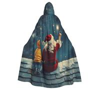 Merry Christmas Universe Starry Sky Hooded Cloak For Men Women, Halloween Hooded Capes With Hood & Neck Tie, Long Adult Halloween Cloaks Witch Wizard Costume Cosplay Capes For Halloween Cosplay