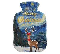 Merry Christmas Van Gogh's Starry Night hot-Water Bottle with Soft Cover, 2L hot Compress for Neck Shoulder Warmer,Neck Shoulder Warmer,Bolsa para cólicos menstruales