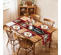 Merry Christmas Vintage Table Runners and Placemats Set of 4, Abstract Painting Design Woven Fabric Coasters for Dining Table, Kitchen, Party Decor (Merry Christmas-2, Set of 4)