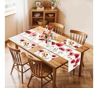 Merry Christmas Vintage Table Runners and Placemats Set of 4, Abstract Painting Design Woven Fabric Coasters for Dining Table, Kitchen, Party Decor (Flower, Set of 4)