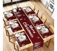 Merry Christmas Vintage Table Runners and Placemats Set of 6, Abstract Painting Design Woven Fabric Coasters for Dining Table, Kitchen, Party Decor (Merry Christmas-4, Set of 6)