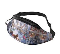 Merry Christmas Waist Bag Bumbags for Men Women, Print Polyester Waist Pack for Travel Walking Sport with Adjustable Strap