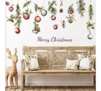 Merry Christmas Wall Decals Pine Cone Snowflake Wall Stickers Christmas Winter Home Wall Art Decor for Kids Room Classroom Office Bedroom Living Room Kitchen Playroom Decor (Christmas)