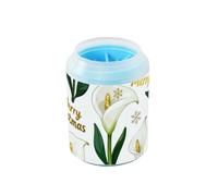Merry Christmas White Calla Flower Reusable Dog Paw Washer Soft Silicone Brush Pets Supplies and Accessories for Small Medium Large Breed Dogs/Cats limpiador de patas para perro