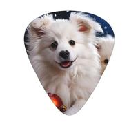 Merry Christmas White Snow Dog 12 Pack Guitar Plectrums With Storage Case, 0.46/0.71/0.96mm, Including Thin, Medium Thick Guitar Plectrums For Electric Guitars Bass Ukulele