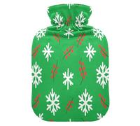 Merry Christmas White Snowflake Holly hot-Water Bottle with Soft Cover, 2L Warmer Bag for Menstrual Cramps,Menstrual Cramps,Bolsa Caliente para Dolores Menstrual