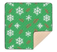Merry Christmas White Snowflake Holly Soft Padded Baby Floor Play mat for Floor One-Piecing Foldable Tummy Time Mat for Baby Toddler Infant, 50'' x 50''