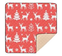 Merry Christmas White Snowflakes Elk Large Sturdy Foldable Baby Play mat for Indoor Outdoor Washable Foldable Baby Play Tummy Time Mat for Baby Kids Toddlers Infants, 50'' x 50''para juegos de