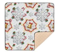 Merry Christmas White Snowflakes Soft Thick Baby Kick Crawling Mat for Floor Washable Foldable Travel Play Mat for Baby Toddler Infant, 50'' x 50''