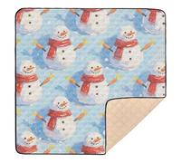 Merry Christmas White Snowman Large Non-Slip Baby Crawling Mat for Floor Washable Foldable Playroom Activity Mat for Babies Infants Toddlers, 50'' x 50''