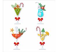 Merry Christmas Wine Glass Metal Cutting Dies Sets for Card Making