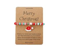 Merry Christmas Wish Beaded Jewelry Bracelet Stackable for Mom Daughter Sister Festive Holiday Accessory (D, 18cm)