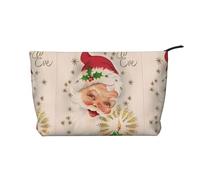 Merry Christmas Wishes Zipper Closure Corduroy Makeup Bag Multifunctional Organizer 22x7x17cm for Travel Camping Vacation Fitness