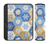 Merry Christmas with Blue and Gold Snowflakes Child seat Belt Strap Cover,Stop seat Belt Cutting into Neck,seat Belts Covers for Sedan Backpack Most Cars Protector para cinturón de