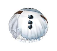 Merry Christmas With Happy Snowman Printed Double Layer Lined Shower Cap,Shower Caps For Women Reusable