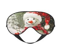 Merry Christmas with Happy Snowman Printed Eye Mask,Blackout Sleep & Eye Mask for Women,Sleep Mask with Adjustable Strap, Suitable for Both Bedtime and Travel