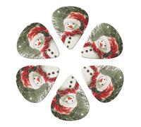 Merry Christmas With Happy Snowman Printed Guitar Picks -6 Pcs Guitar Picks Plectrum,Guitar Accessories,Electric Guitar Pick, Bass & Ukulele 0.71mm