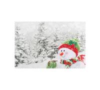 Merry Christmas With Happy Snowman Printed Placemats Set of 6 PCS, Heat Resistant Non-Slip Table Mats for Dining Table, Washable Kitchen Place Mats for Indoor & Outdoor