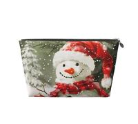 Merry Christmas with Happy Snowman Printed Travel Cosmetic Bags with Silver Zipper Makeup Organizer Cosmetic Case Toiletry Bag for Women Mom Girls