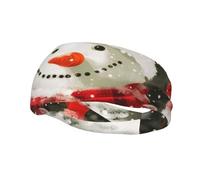 Merry Christmas with Happy Snowman Printed Unisex Sports Sweatband Headband - Moisture Wicking, Breathable & Stretchy Fitness Headwear for Running, Yoga, Gym & Outdoor Activities