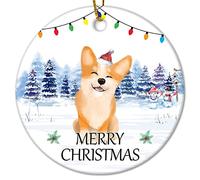 Merry Christmas with Japanese Chin Dog Christmas Ceramic Ornament Dog Home Christmas Sublimation Ornaments 3 inch Vintage Hanging Decor Souvenir For Xmas Party Decorations