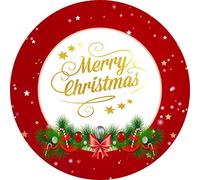 Merry Christmas with Wreath Round Circle Cake Edible Icing or Wafer Topper (Any Size) (8", Wafer)