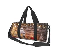 Merry Christmas Wooden Board Candle Deer Print Travel Duffel Bag, Foldable Gym Bag Overnight Weekend Bags for Women, Large Holdall Bag Cabin Bag for Sports and Travel