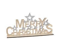 Merry Christmas Wooden Hanging Sign Classic Star Design Festive Door Wall Fireplace Decor for Home Party Tabletop Ornaments Christmas Gifts for Family Friends