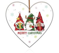 Merry Christmas Wooden Heart Sign - Love Heart Plaque for Christmas Tree Decorations & Party Supplies