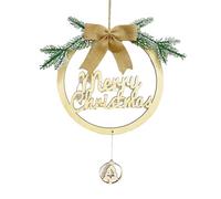Merry Christmas Wooden Sign - Wooden Plate Door Sign for Christmas - Welcome Front Door Round Wood for Porch, Restaurant, Apartment
