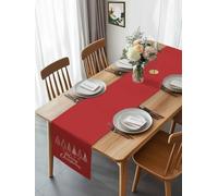 Merry Christmas Words Table Runner 108 Inches Long, Christmas Trees on Red Background Washable Table Runners Heat-Insulation Kitchen Dining Table Decorations for Home Party Decor 13x108in