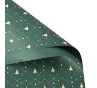 Merry Christmas Wrapping Paper Set, 10 Folded Sheets, Green Red Kraft Xmas Wrap with Deer, Trees, Santa & Snowman, Holiday/New Year Gifts