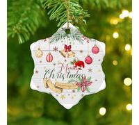 Merry Christmas Wreath Hanging Ornaments Santa Hat Christmas Bell Ornament Keepsake Festive Holidays Home Decor Custom Ceramic Porcelain Ornament Pendant for Family Birthday New Year Home