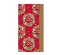 Merry Christmas Wreath Tissue Gift Paper - Pack of 8