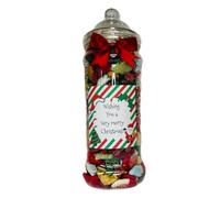 Merry Christmas Xmas Filled Pick N Mix Sweet Victorian Jar Gift Present (Stripes Large 1050g)