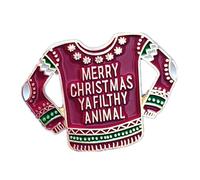 Merry Christmas Ya Filthy Animal Enamel Pin Red Sweater Metal Badge Brooch For Christmas Gits