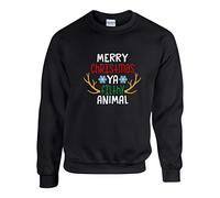 Merry Christmas Ya Filthy Animal Jumper, Funny Santa Ugly Xmas Gift Men Women Sweatshirt Unisex Kids Adults Top(L, Black)