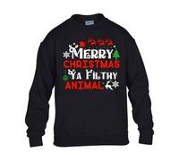 Merry Christmas Ya Filthy Animal Mens SweatShirt Festive Retro Sarcastic Xmas Holiday Cheer Gift Sweat Black - X-Large