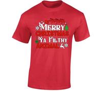 Merry Christmas Ya Filthy Animal Mens T-Shirt Festive Retro Sarcastic Xmas Holiday Cheer Gift Tshirt Red - Youth Small (Age 5-6)