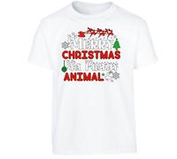 Merry Christmas Ya Filthy Animal Mens T-Shirt Festive Retro Sarcastic Xmas Holiday Cheer Gift Tshirt White - X-Large