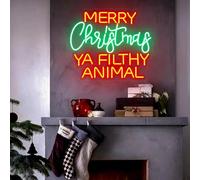 Merry Christmas Ya Filthy Animal Neon Sign, Christmas Led Light Sign, Custom Neon Sign, Christmas Decor, Room Party Decor, Neon Bar Sign