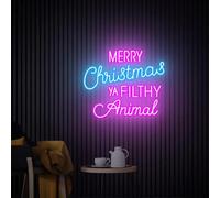 Merry Christmas Ya Filthy Animal Neon Sign, Christmas Led Light Sign, Custom Neon Sign, Christmas Decor, Room Party Decor, Neon Bar Sign