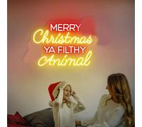 Merry Christmas Ya Filthy Animal Neon Sign, Christmas Led Light Sign, Custom Neon Sign, Christmas Decor, Room Party Decor, Neon Bar Sign