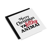 Merry Christmas Ya Filthy Animal Square Card - Novelty Kevin Alone Christmas Festive Xmas Classic Film Personalised/Blank Message White Card Black Envelope (Blank Message)