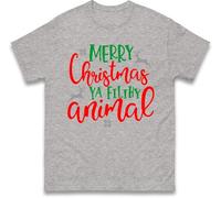 Merry Christmas Ya Filthy Animal T Shirt, Home Alone Xmas Festive Tee Top, Xmas Gift Top Heather Grey