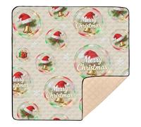 Merry Christmas Yellow Bell Large Non-Slip Baby Tummy time Play mat for Floor Waterproof Foldable Tummy Time & Crawling Mat for Newborns Babies Infants Toddlers, 50'' x 50''