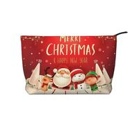 Merry Christmas Zipper Closure Corduroy Makeup Bag Multifunctional Organizer 22x7x17cm for Travel Camping Vacation Fitness
