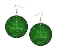 Merry Christmas1 Print Piercing Round Leather Earrings Set 1 Pair Stylish Leather Earrings Dangle Hoop For Women Jewelry Gifts