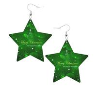 Merry Christmas1 Printed Leather Pierced Earring Set, 1 Pair Lightweight Bohemian Earrings Birthday Party Jewelry Gifts For Women