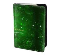 Merry Christmas1 Printing Cowhide Travel Passport Wallet for Women Men Document Organizer Passports Holder for Travel